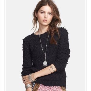 Free People Black Fuzzy Sweater NWT